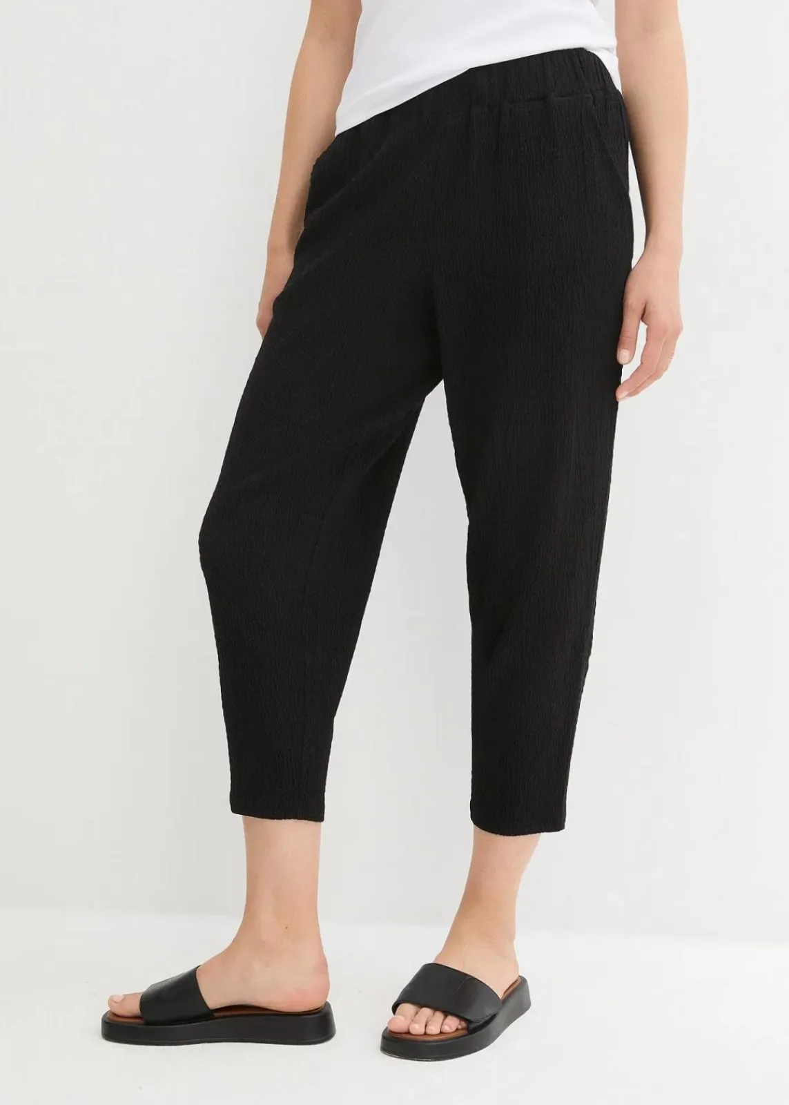 bonprix Bekleidung·Kleider|Hosen^Jersey-Hose aus Strukturmaterial schwarz