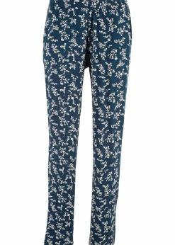 bonprix Bekleidung·Kleider|Hosen^Jersey-Hose aus Viskose-Mix dunkelblau geblümt