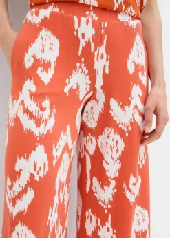 bonprix Bekleidung·Kleider|Zweiteiler & Sets^Jersey-Hose aus Viskose-Mix zimtrot /wollweiß bedruckt