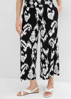 bonprix Hosen|Zweiteiler & Sets^Jersey-Hose aus Viskose-Mix schwarz/wollweiß bedruckt