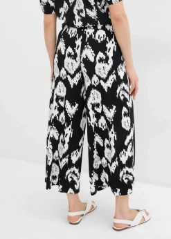 bonprix Hosen|Zweiteiler & Sets^Jersey-Hose aus Viskose-Mix schwarz/wollweiß bedruckt
