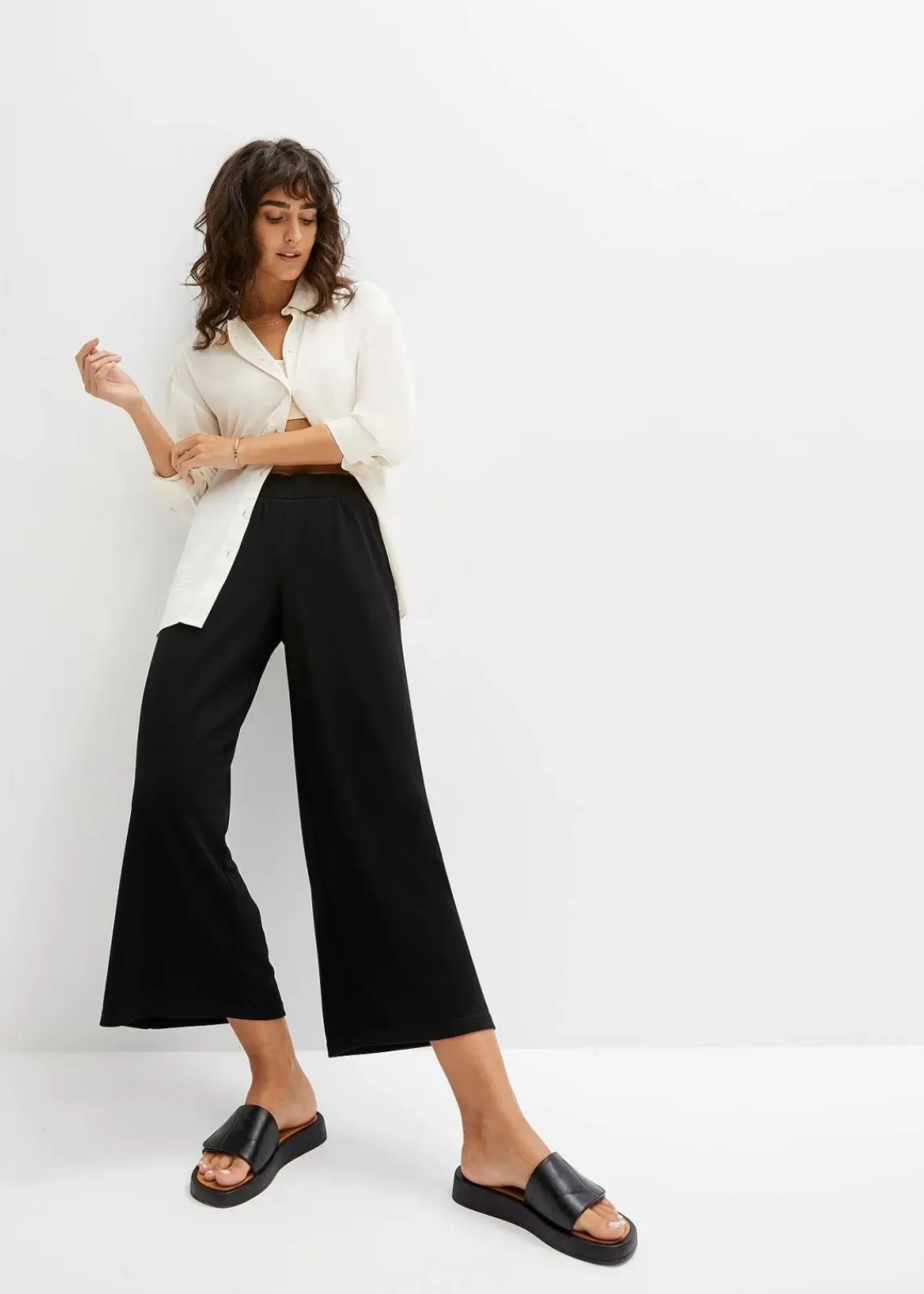 bonprix Bekleidung·Kleider|Hosen^Jerseyhose mit Bequembund schwarz