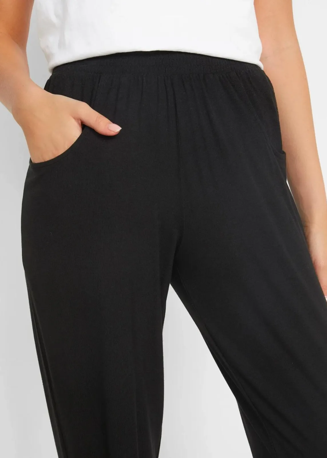 bonprix Bekleidung·Kleider|Hosen^Jersey-Hose mit Bequembund schwarz