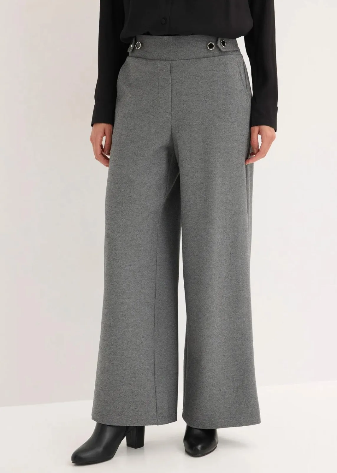 bonprix Bekleidung·Kleider|Hosen^Jersey-Hose mit dekorativem Riegel grau meliert meliert