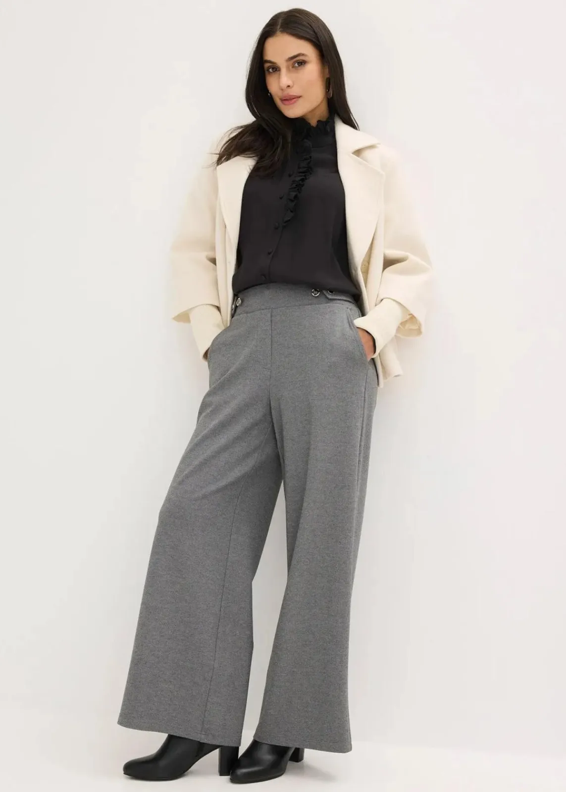 bonprix Bekleidung·Kleider|Hosen^Jersey-Hose mit dekorativem Riegel grau meliert meliert