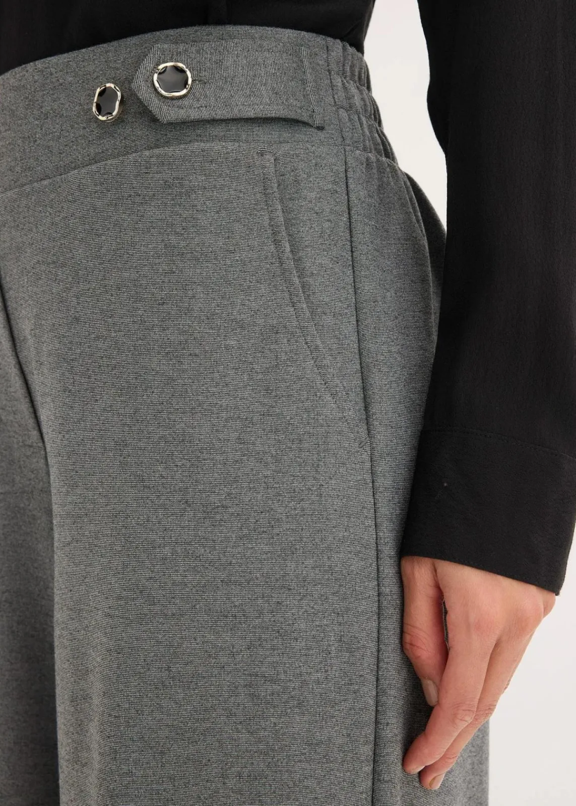 bonprix Bekleidung·Kleider|Hosen^Jersey-Hose mit dekorativem Riegel grau meliert meliert