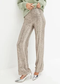 bonprix Bekleidung·Kleider|Hosen^Jersey-Hose mit Pailletten hellgold
