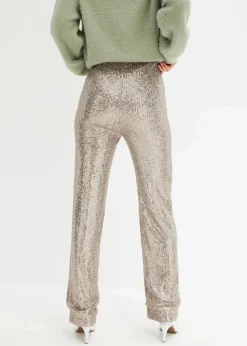 bonprix Bekleidung·Kleider|Hosen^Jersey-Hose mit Pailletten hellgold