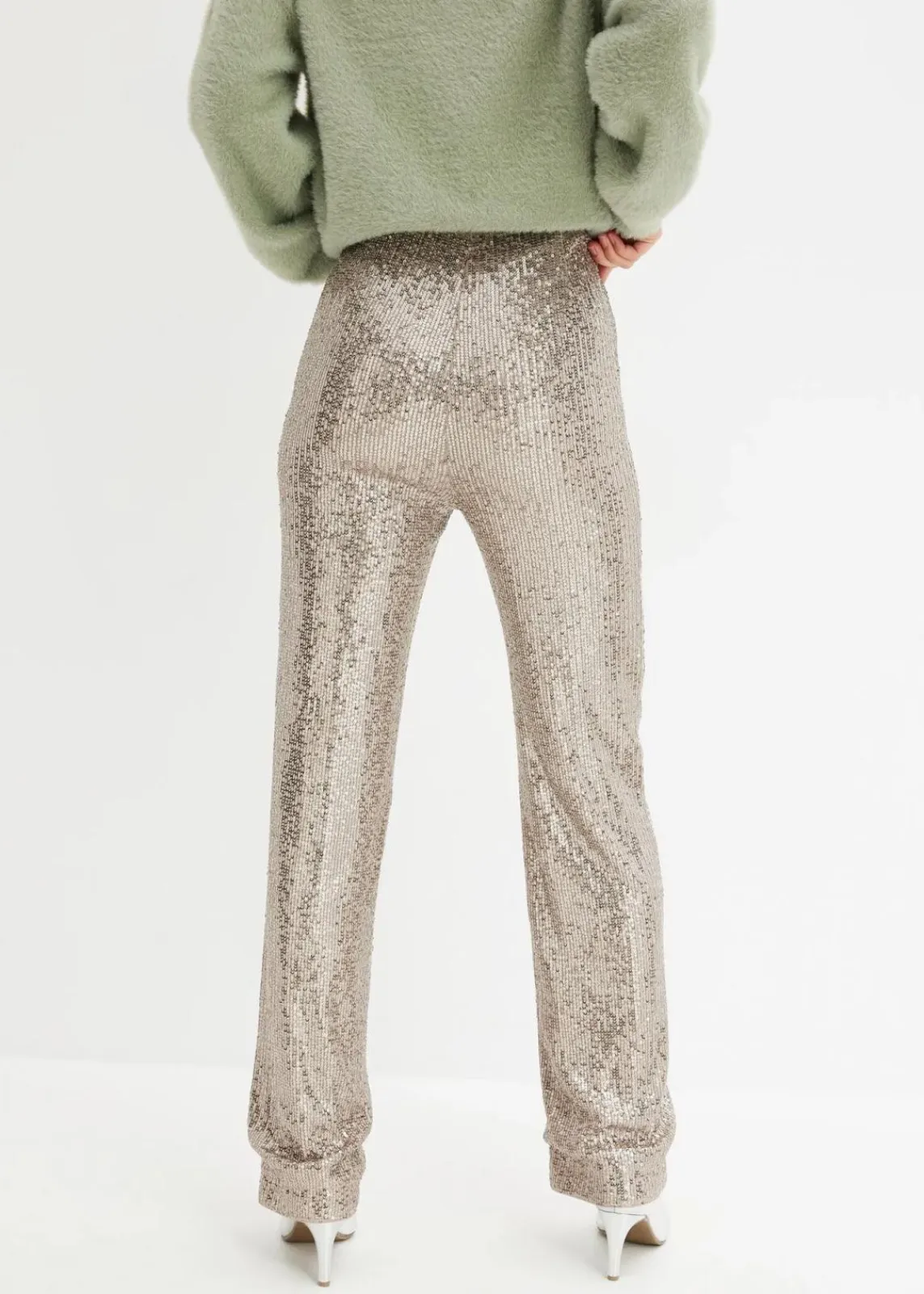 bonprix Bekleidung·Kleider|Hosen^Jersey-Hose mit Pailletten hellgold
