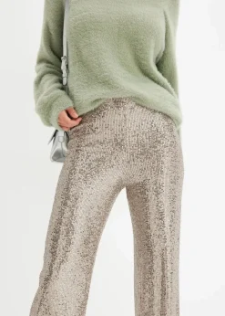bonprix Bekleidung·Kleider|Hosen^Jersey-Hose mit Pailletten hellgold