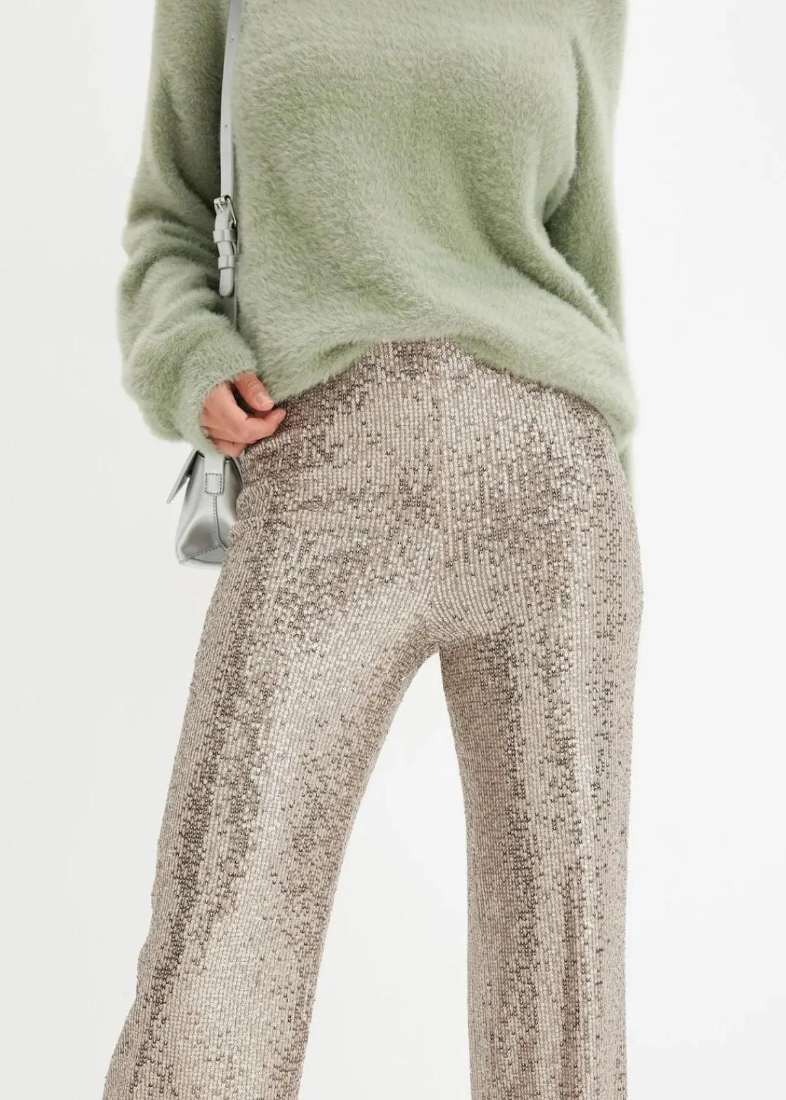 bonprix Bekleidung·Kleider|Hosen^Jersey-Hose mit Pailletten hellgold