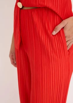bonprix Hosen|Bekleidung·Kleider^Jersey-Hose mit Plissee erdbeere