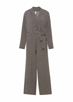 bonprix Bekleidung·Homewear|Jumpsuits^Jersey-Jumpsuit schwarz/sand graphisch bedruckt