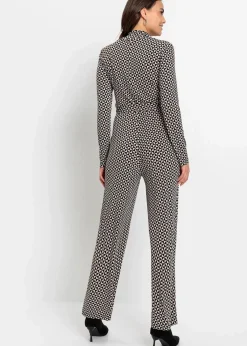 bonprix Bekleidung·Homewear|Jumpsuits^Jersey-Jumpsuit schwarz/sand graphisch bedruckt