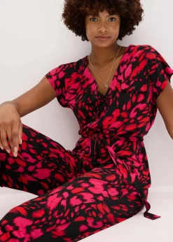 bonprix Bekleidung·Homewear|Jumpsuits^Jersey-Jumpsuit schwarz/rot bedruckt