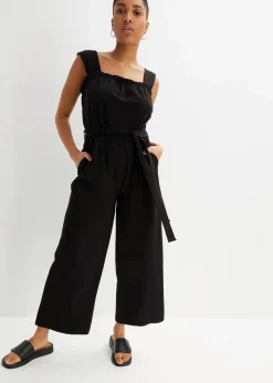 bonprix Bekleidung·Homewear|Jumpsuits^Jersey-Jumpsuit aus Baumwoll-Mix schwarz