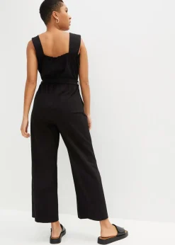 bonprix Bekleidung·Homewear|Jumpsuits^Jersey-Jumpsuit aus Baumwoll-Mix schwarz
