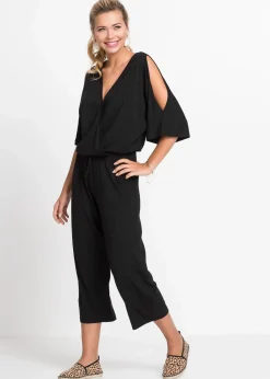 bonprix Bekleidung·Homewear|Jumpsuits^Jersey-Jumpsuit aus fließender Viskose schwarz