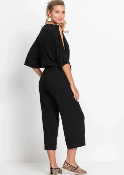 bonprix Bekleidung·Homewear|Jumpsuits^Jersey-Jumpsuit aus fließender Viskose schwarz