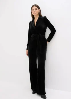 bonprix Bekleidung·Homewear|Jumpsuits^Jersey-Jumpsuit aus fließendem Samt schwarz