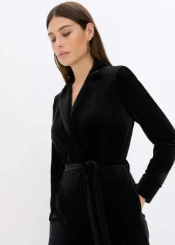 bonprix Bekleidung·Homewear|Jumpsuits^Jersey-Jumpsuit aus fließendem Samt schwarz