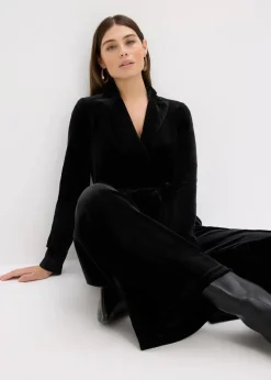 bonprix Bekleidung·Homewear|Jumpsuits^Jersey-Jumpsuit aus fließendem Samt schwarz