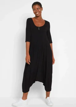 bonprix Bekleidung·Homewear|Jumpsuits^Jersey-Jumpsuit aus fließendem Viskose-Mix schwarz