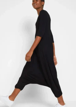 bonprix Bekleidung·Homewear|Jumpsuits^Jersey-Jumpsuit aus fließendem Viskose-Mix schwarz