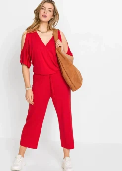 bonprix Jumpsuits|Bekleidung·Homewear^Jersey-Jumpsuit aus fließender Viskose erdbeere