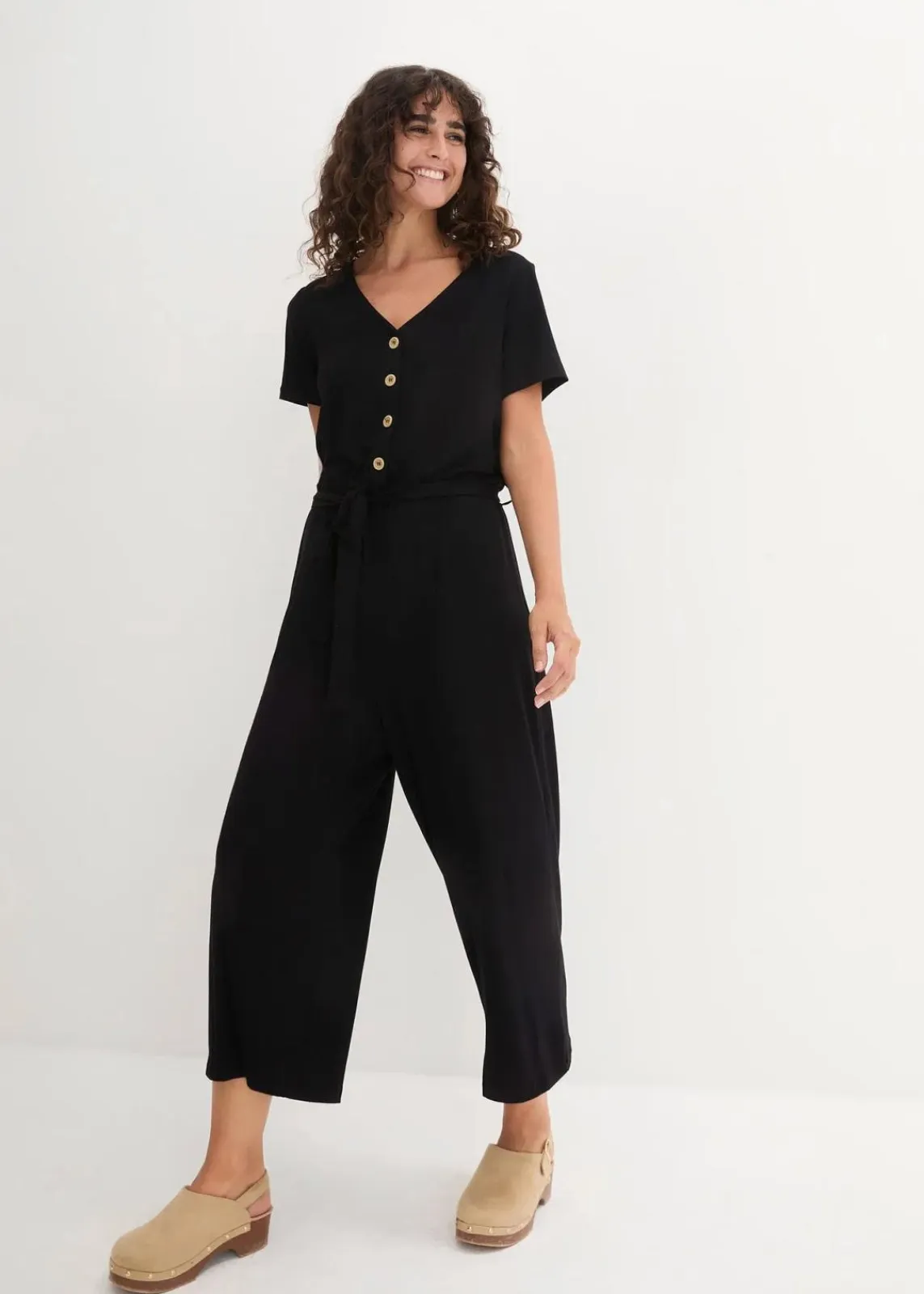 bonprix Bekleidung·Homewear|Jumpsuits^Jersey-Jumpsuit aus Viskose-Mix schwarz