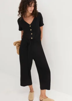 bonprix Bekleidung·Homewear|Jumpsuits^Jersey-Jumpsuit aus Viskose-Mix schwarz