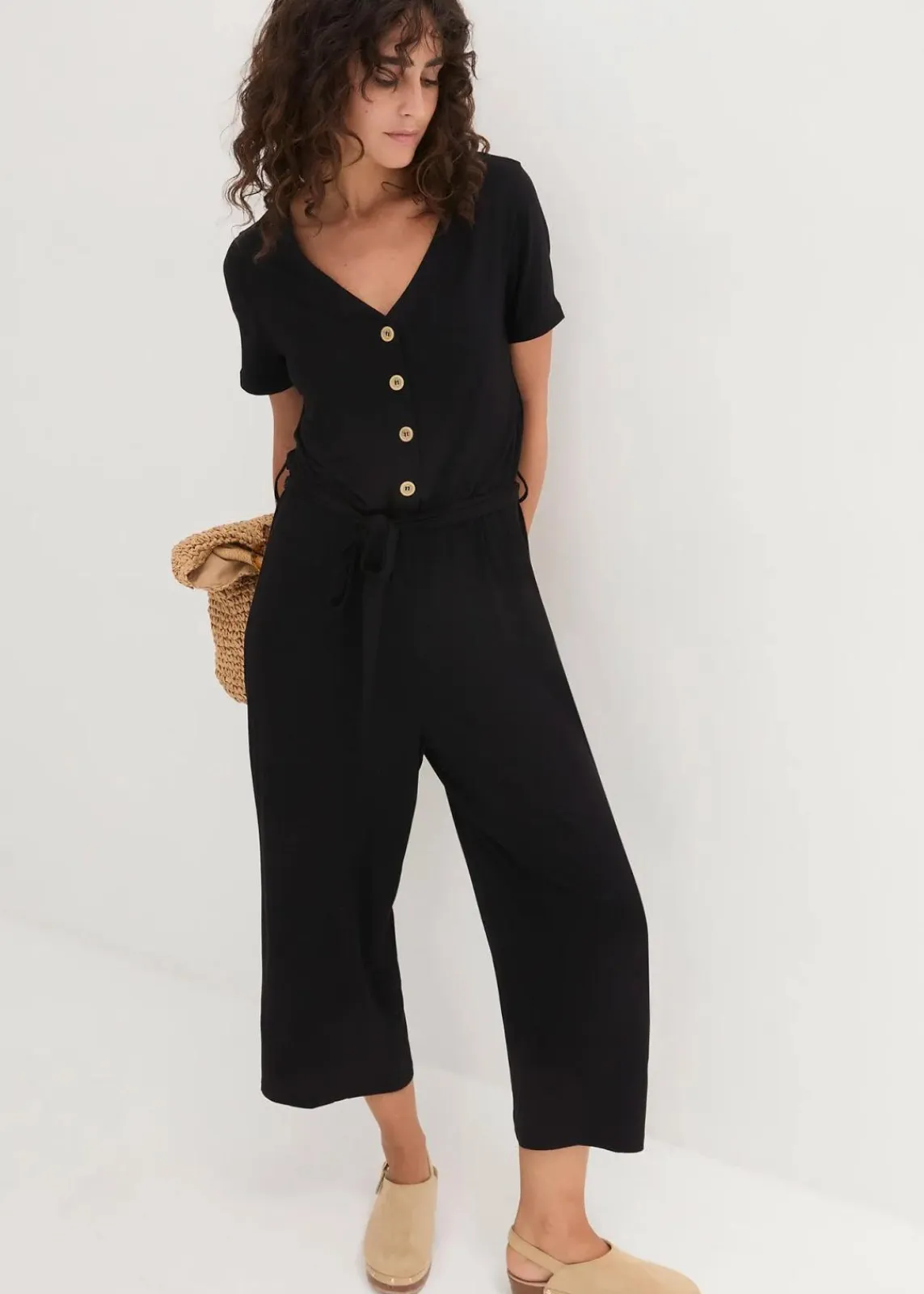 bonprix Bekleidung·Homewear|Jumpsuits^Jersey-Jumpsuit aus Viskose-Mix schwarz