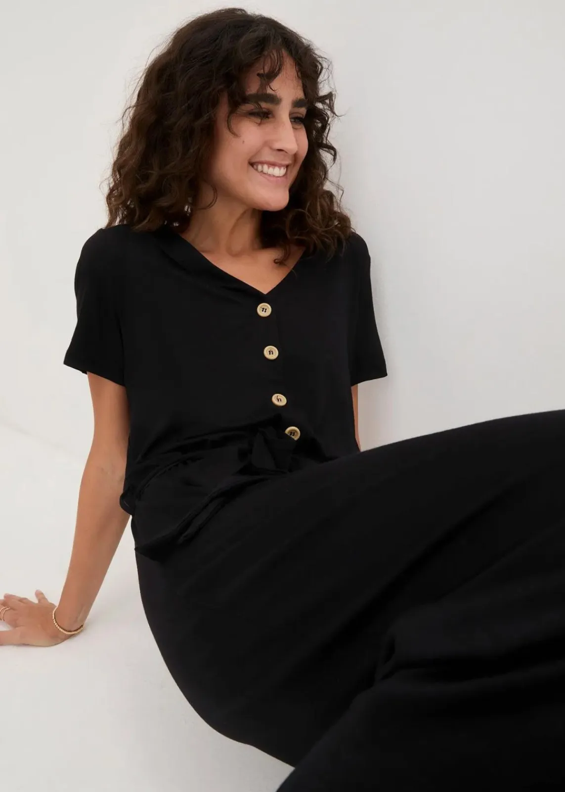bonprix Bekleidung·Homewear|Jumpsuits^Jersey-Jumpsuit aus Viskose-Mix schwarz