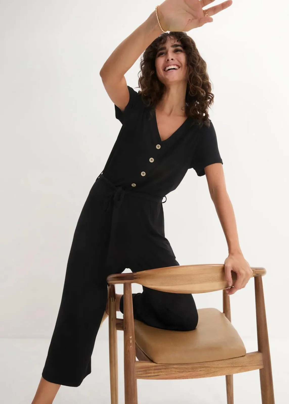 bonprix Bekleidung·Homewear|Jumpsuits^Jersey-Jumpsuit aus Viskose-Mix schwarz