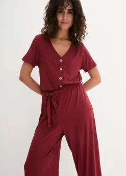 bonprix Jumpsuits|Bekleidung·Homewear^Jersey-Jumpsuit aus Viskose-Mix kastanienrot