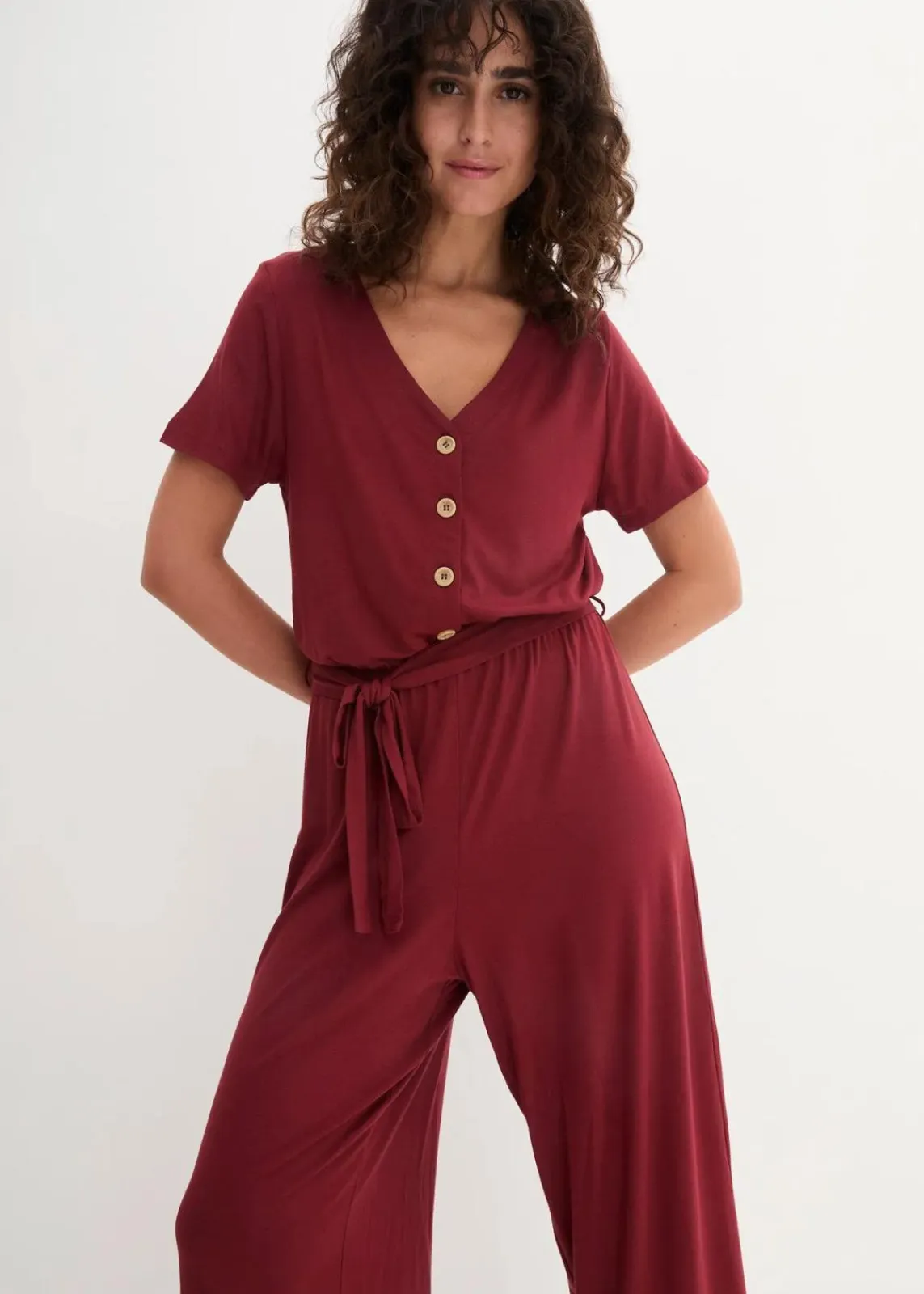 bonprix Jumpsuits|Bekleidung·Homewear^Jersey-Jumpsuit aus Viskose-Mix kastanienrot