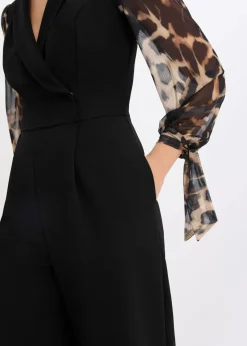 bonprix Jumpsuits^Jersey-Jumpsuit mit Mesh-Ärmeln schwarz