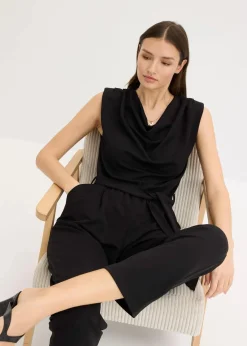 bonprix Bekleidung·Homewear|Jumpsuits^Jersey-Jumpsuit mit Schulterpolster schwarz