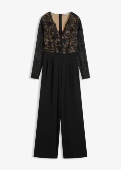 bonprix Bekleidung·Homewear|Jumpsuits^Jersey-Jumpsuit mit Spitze schwarz