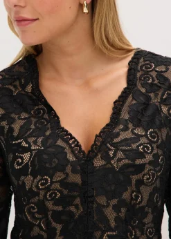 bonprix Bekleidung·Homewear|Jumpsuits^Jersey-Jumpsuit mit Spitze schwarz