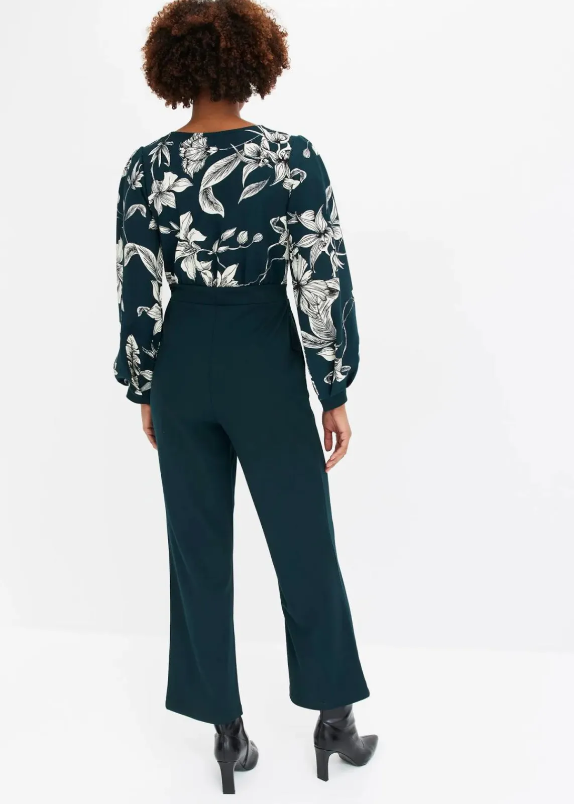 bonprix Bekleidung·Homewear|Jumpsuits^Jersey-Jumpsuit mit Wickeloptik tiefgrün floral