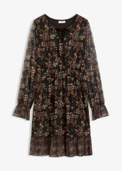 bonprix Bekleidung·Pullover & Strickjacken|Kleider^Jerseykleid schwarz floral