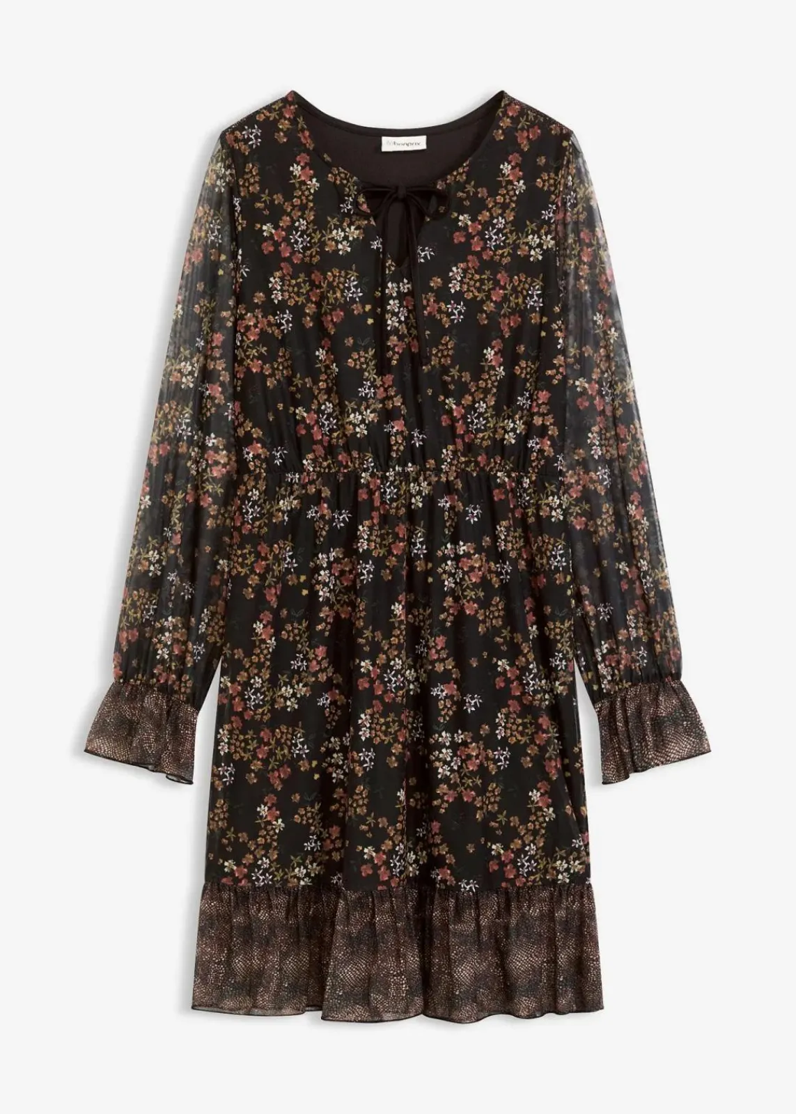 bonprix Bekleidung·Pullover & Strickjacken|Kleider^Jerseykleid schwarz floral