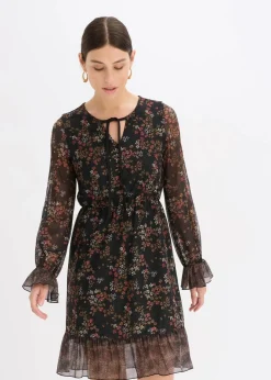 bonprix Bekleidung·Pullover & Strickjacken|Kleider^Jerseykleid schwarz floral