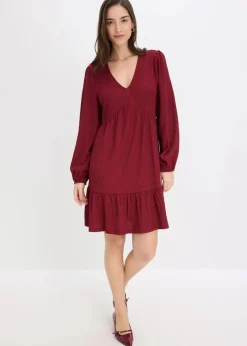 bonprix Bekleidung·Pullover & Strickjacken|Kleider^Jerseykleid pflaumenrot