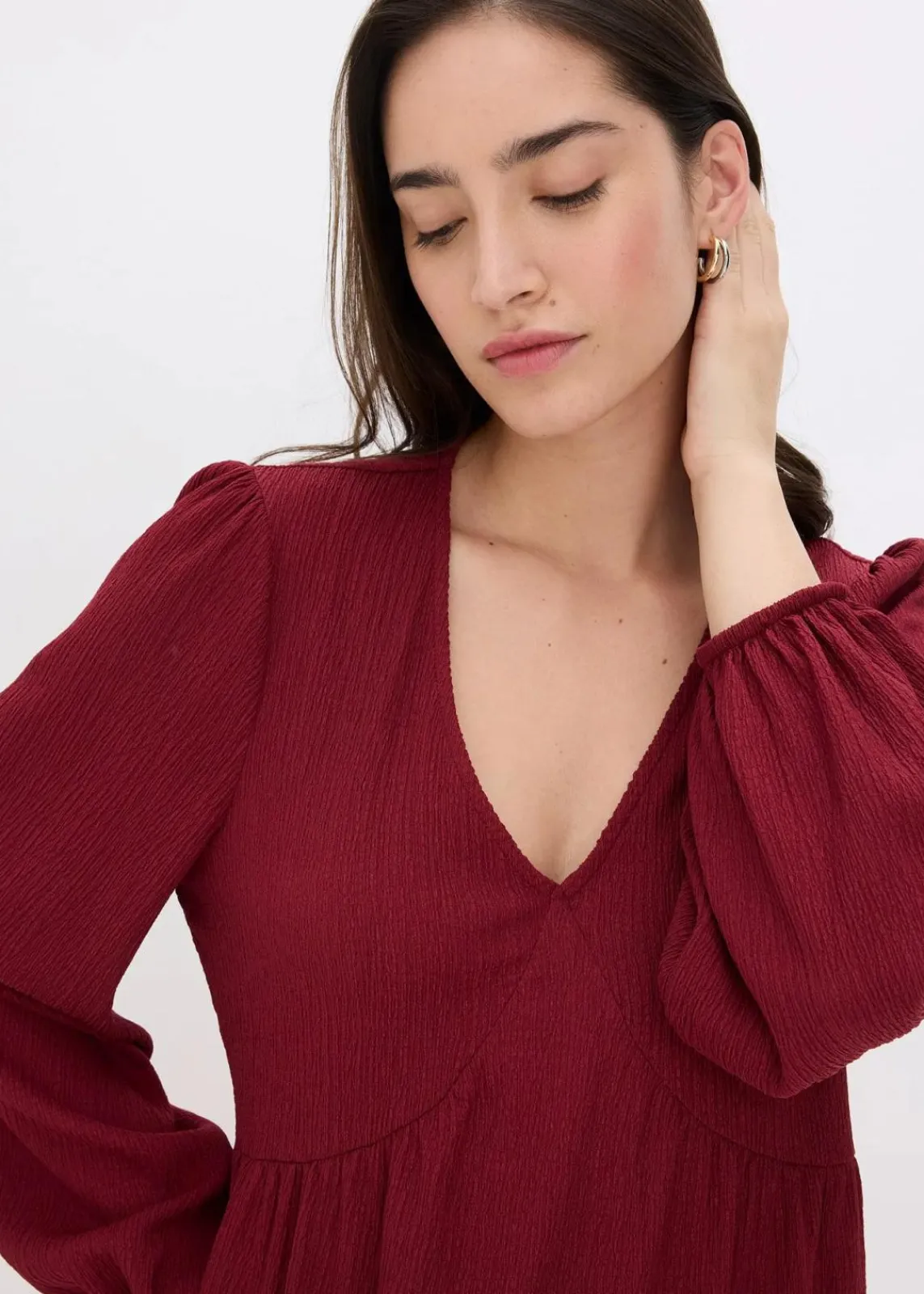 bonprix Bekleidung·Pullover & Strickjacken|Kleider^Jerseykleid pflaumenrot