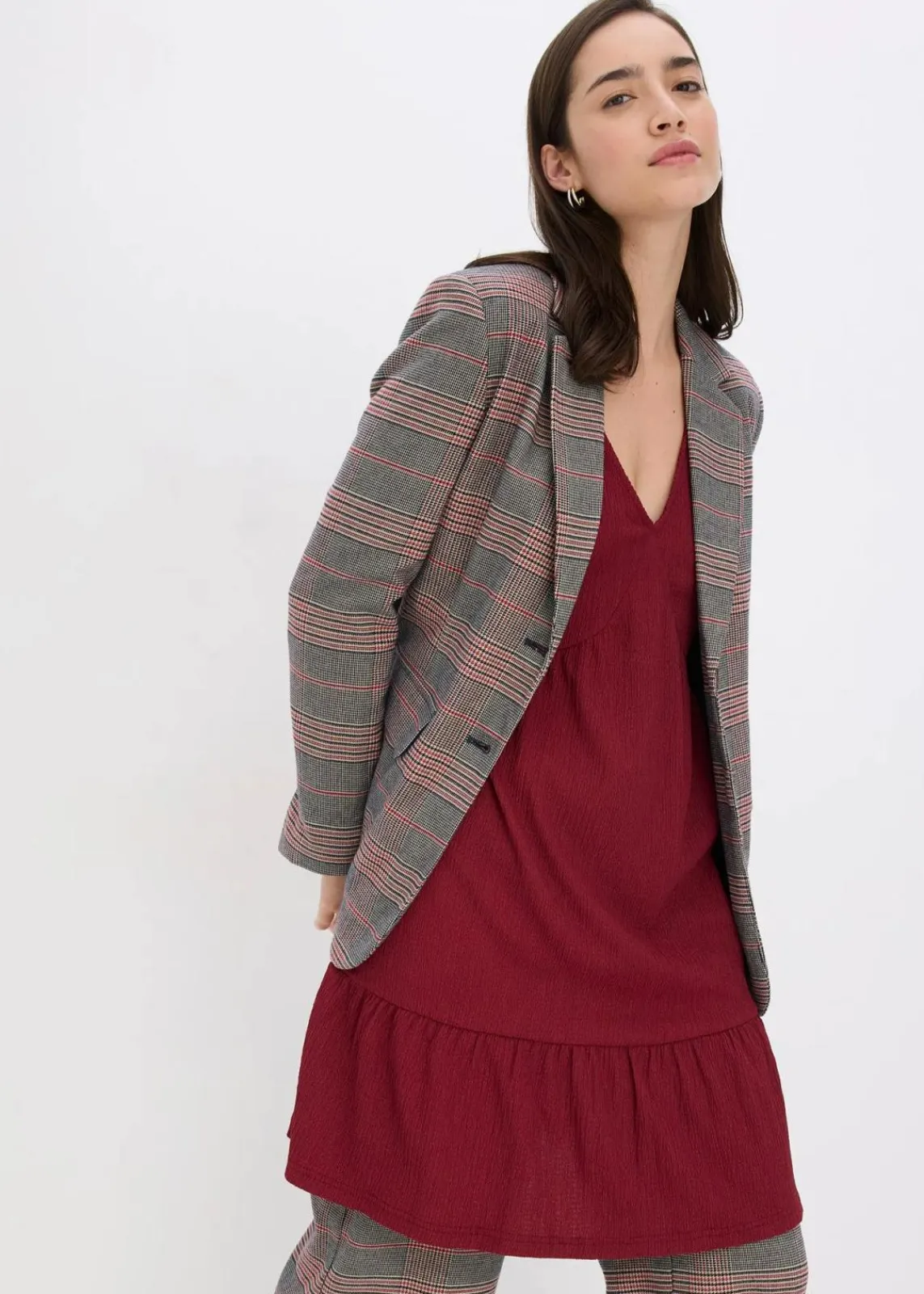 bonprix Bekleidung·Pullover & Strickjacken|Kleider^Jerseykleid pflaumenrot