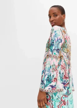 bonprix Kleider^Jerseykleid türkis/hellrosa bedruckt