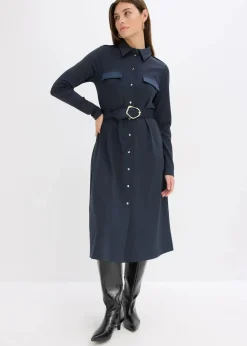 bonprix Bekleidung·Pullover & Strickjacken|Kleider^Jerseykleid nachtblau