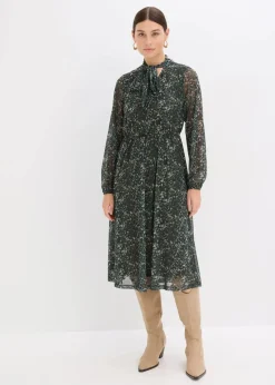 bonprix Bekleidung·Pullover & Strickjacken|Kleider^Jerseykleid grün floral